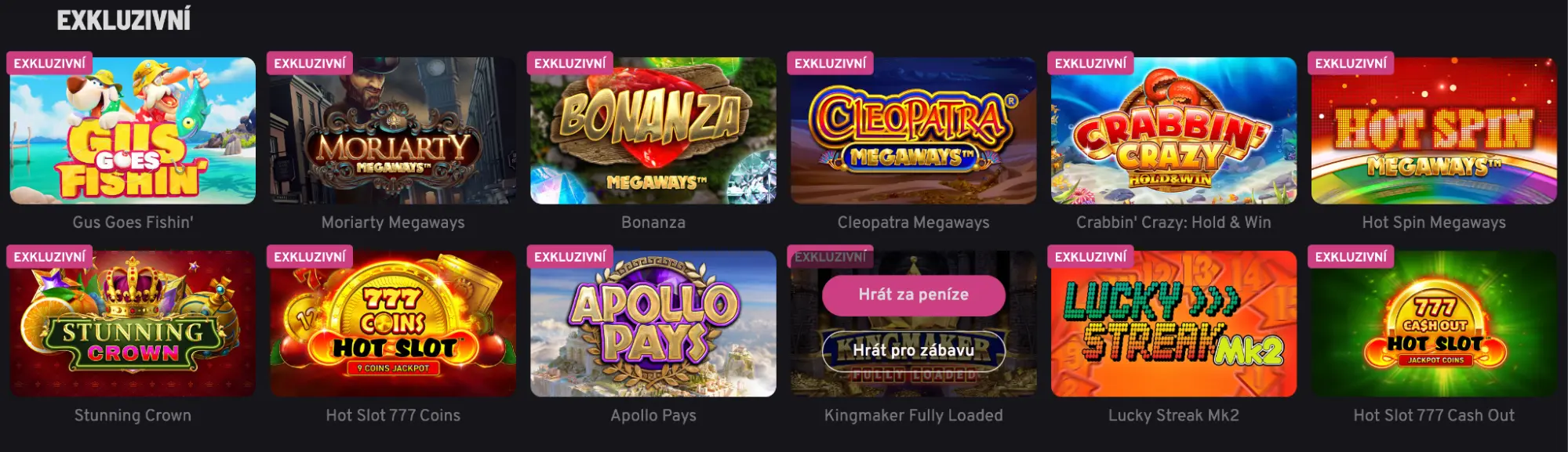 Exkluzivní výherní automaty Apollo Games – Gus Goes Fishin’, Bonanza, Cleopatra, Hot Spin a další. Výběr exkluzivních online automatů na Apollo Games
